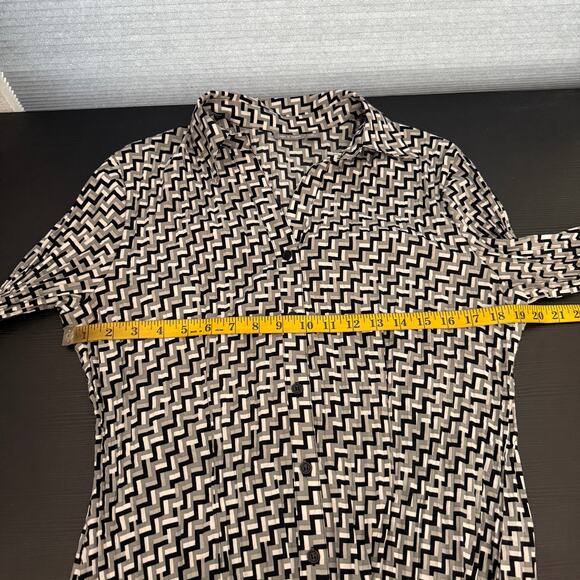 APT 9 Stretch Retro Gray Crinkle Y2K Collared Button Up Blouse Women's Large - Picture 9 of 10